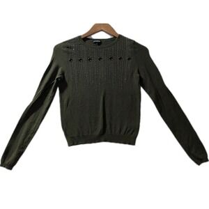 Express Olive Green Studded Eyelet Sweater Y2K Fairycore Women's Small